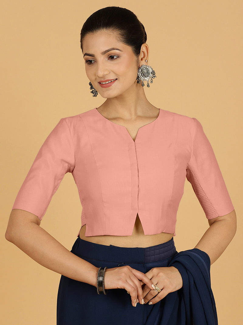 Rekha x Rozaana | Long Saree Blouse in Sea Pink-Binks