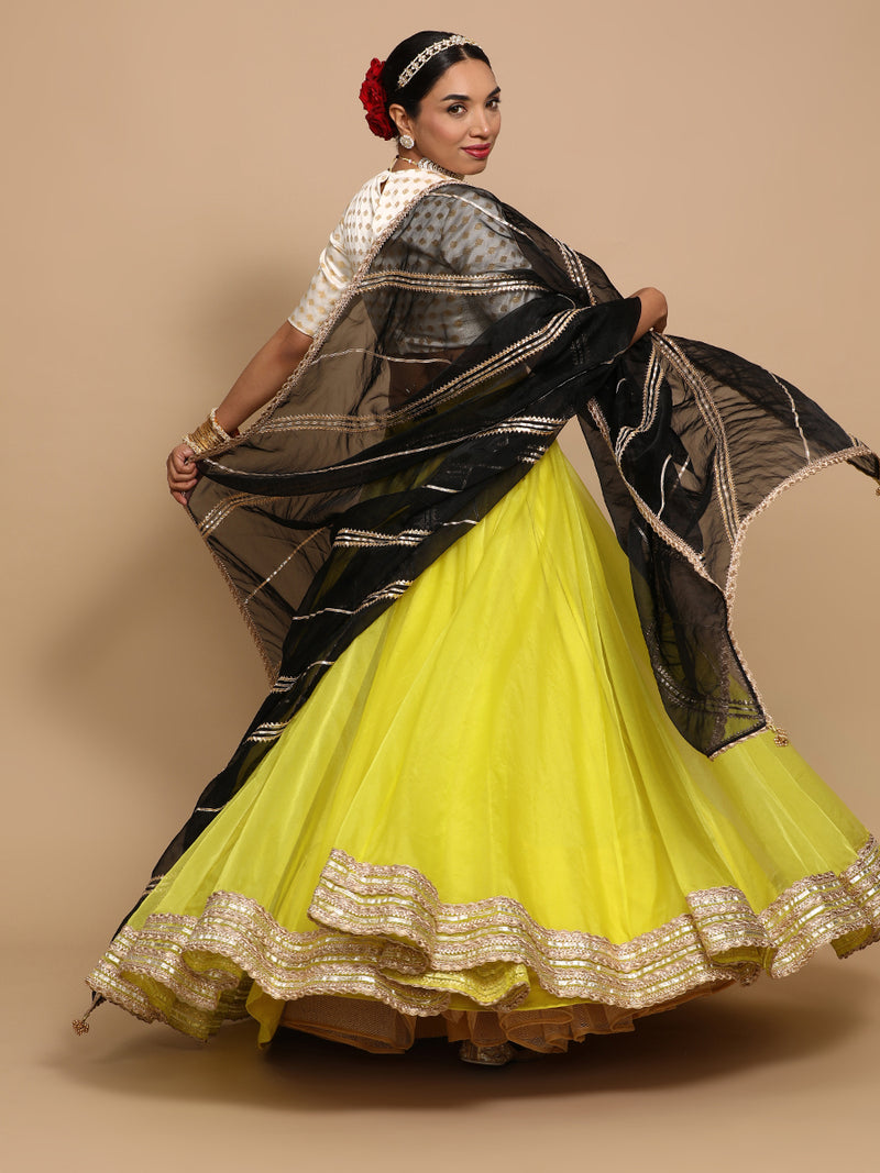 Riti x Tyohaar | Elbow Sleeves Satin Viscose Saree Blouse in Cream Butta Fabric-Binks