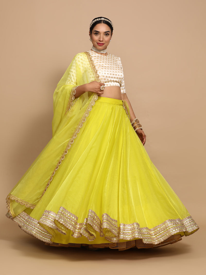 Riti x Tyohaar | Elbow Sleeves Satin Viscose Saree Blouse in Cream Butta Fabric-Binks