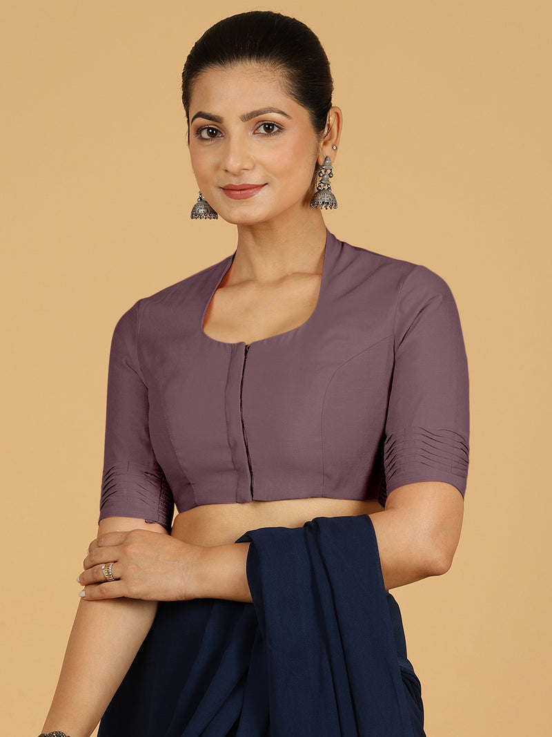 Salma x Rozaana | Elbow Sleeves Saree Blouse in Purple Mauve-Binks