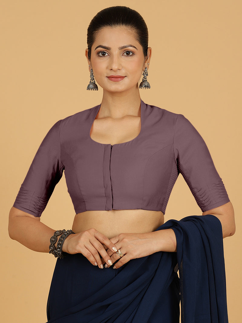 Salma x Rozaana | Elbow Sleeves Saree Blouse in Purple Mauve-Binks