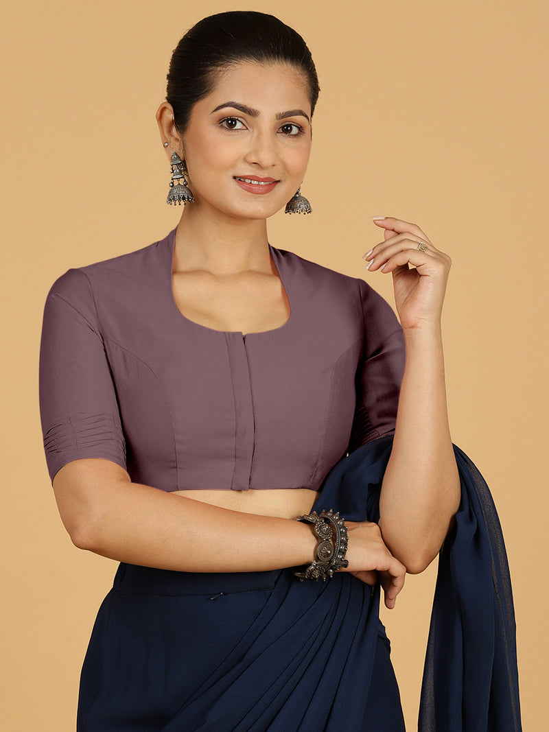 Salma x Rozaana | Elbow Sleeves Saree Blouse in Purple Mauve-Binks