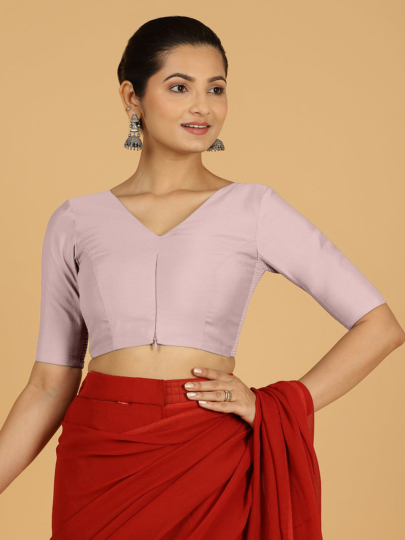 Shabana x Rozaana | Elbow Sleeves Saree Blouse in Lilac-Binks