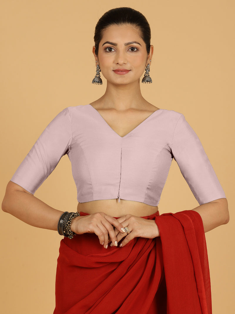 Shabana x Rozaana | Elbow Sleeves Saree Blouse in Lilac-Binks