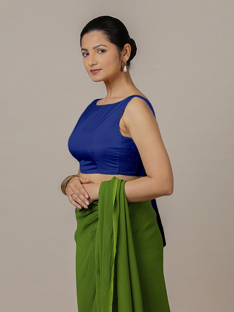 Sherry x Rozaana | Cobalt Blue Saree Blouse w/ Back Bow and FlexiFit™-Binks