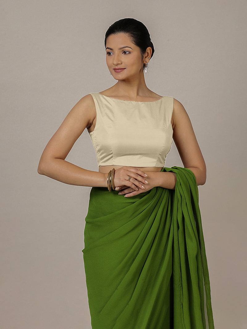 Sherry x Rozaana | Cream Saree Blouse w/ Back Bow and FlexiFit™-Binks