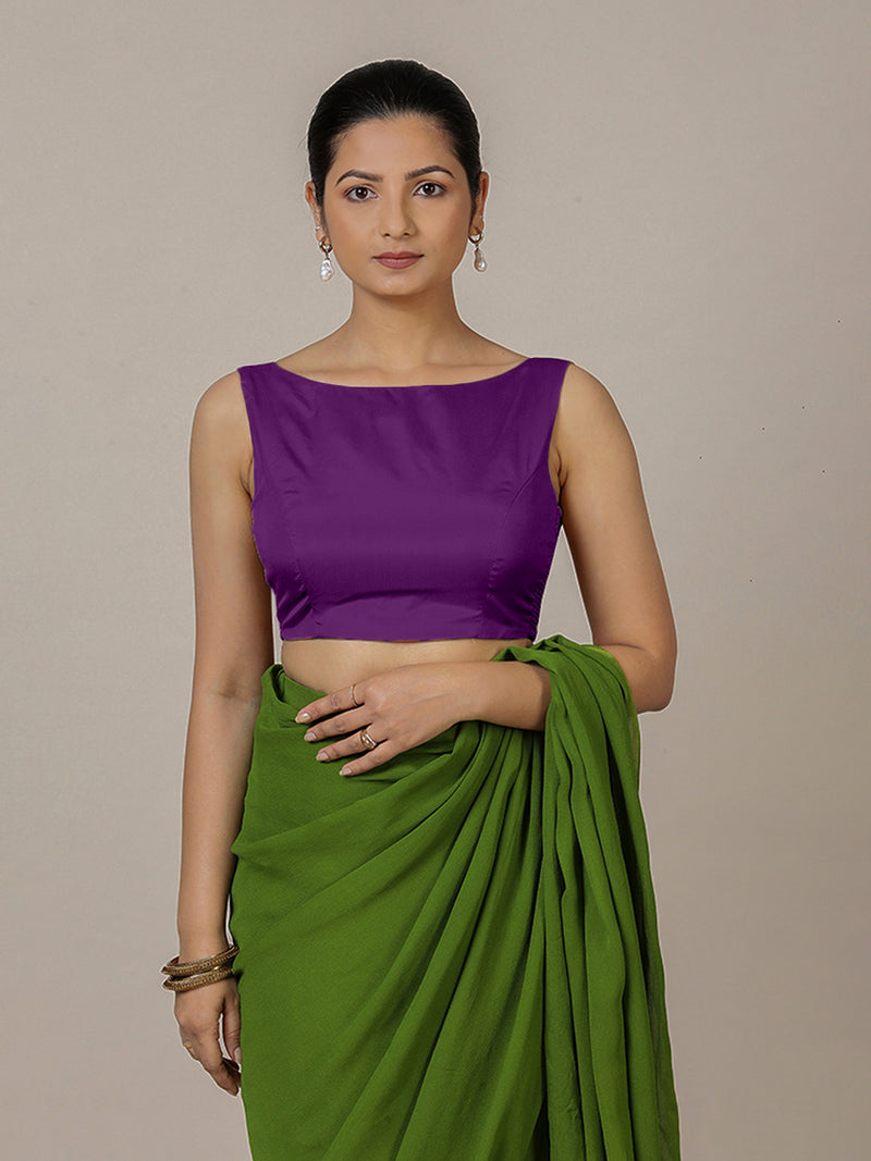 Sherry x Rozaana | Purple Saree Blouse w/ Back Bow and FlexiFit™-Binks
