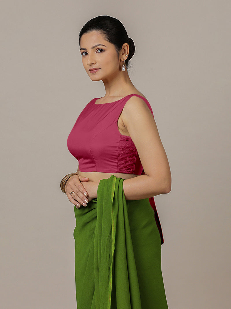 Sherry x Rozaana | Rani Pink Saree Blouse w/ Back Bow and FlexiFit™-Binks