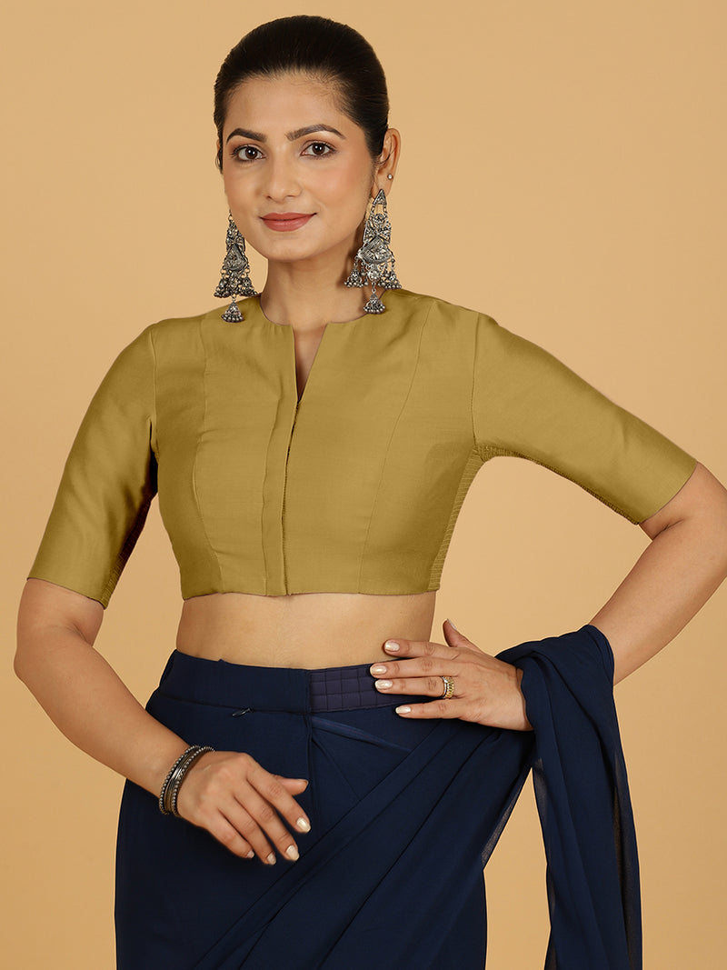 Simar x Rozaana | Saree Blouse in Dijon Mustard-Binks