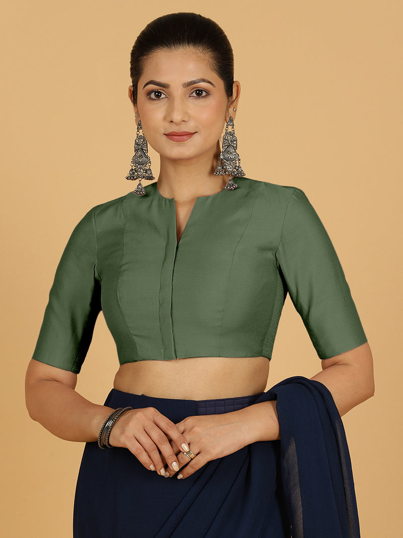 Simar x Rozaana | Saree Blouse in Hunter Green-Binks