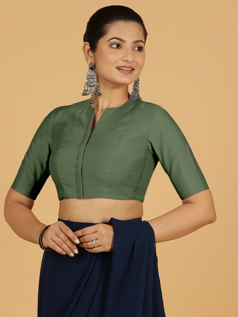 Simar x Rozaana | Saree Blouse in Hunter Green-Binks