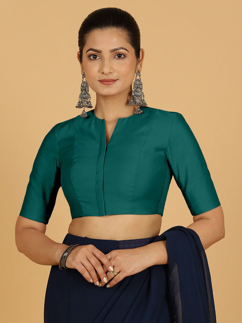 Simar x Rozaana | Saree Blouse in Peacock Green-Binks