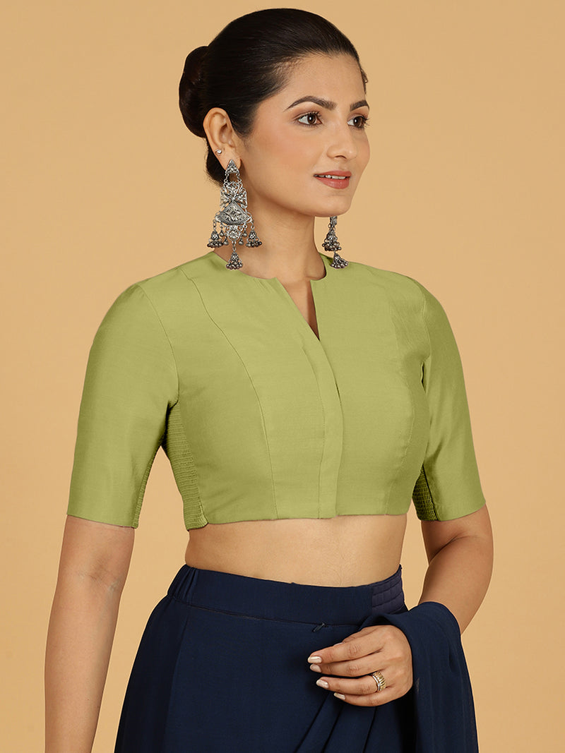 Simar x Rozaana | Saree Blouse in Pista Green-Binks