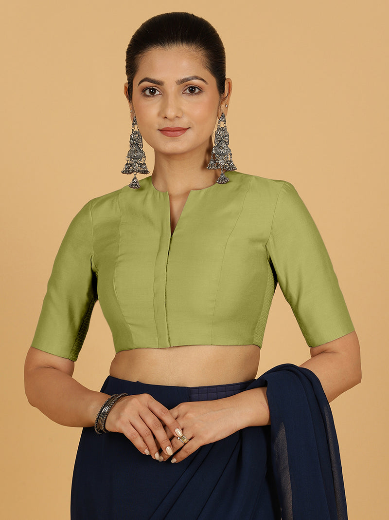 Simar x Rozaana | Saree Blouse in Pista Green-Binks
