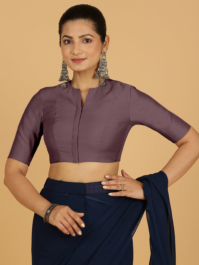 Simar x Rozaana | Saree Blouse in Purple Mauve-Binks