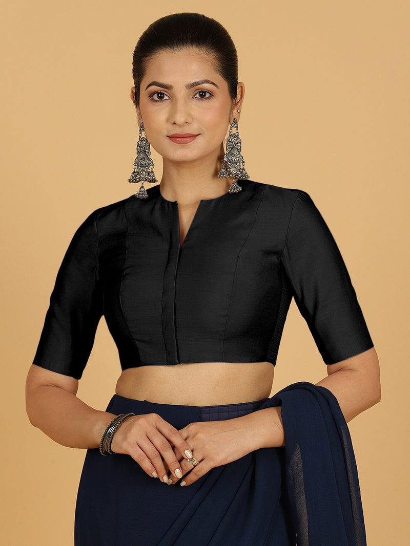 Simar x Rozaana | Saree Blouse in Raven Black-Binks