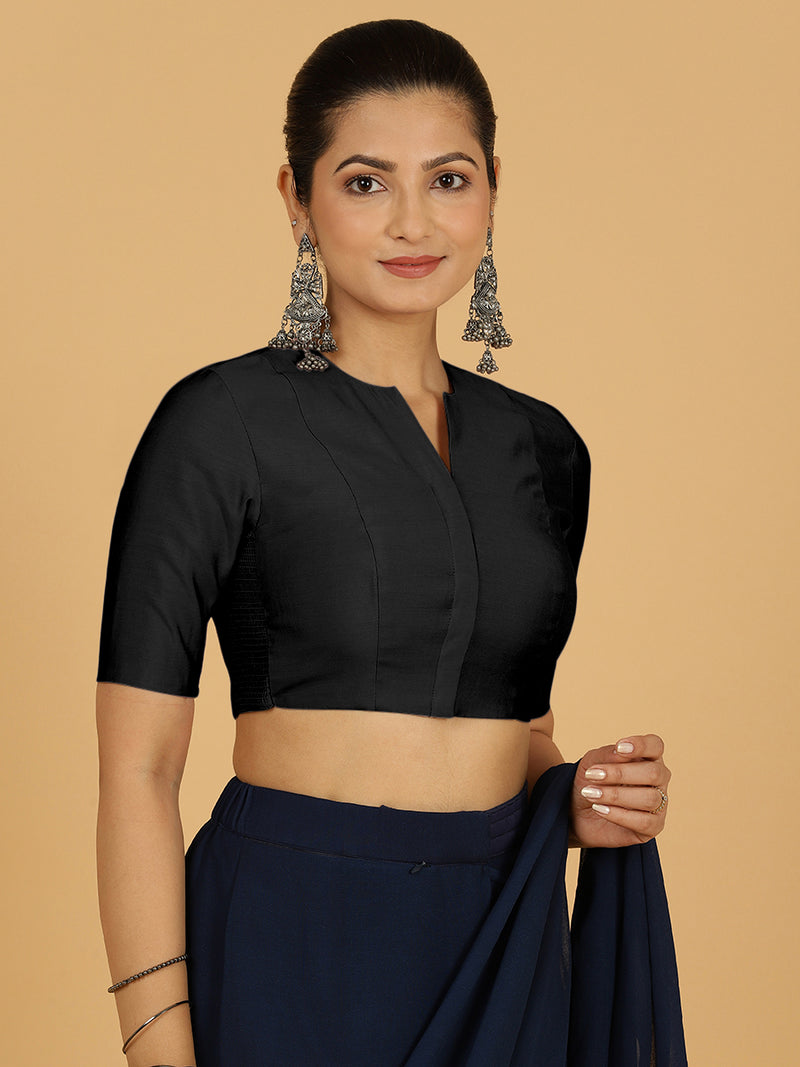 Simar x Rozaana | Saree Blouse in Raven Black-Binks