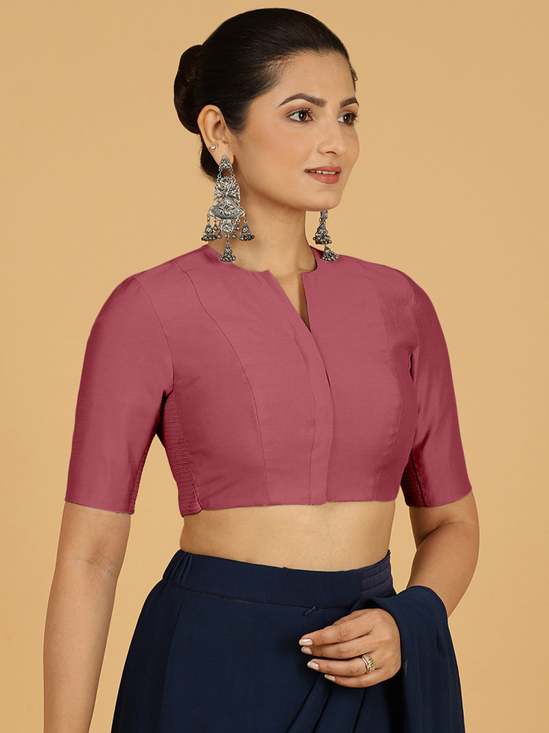 Simar x Rozaana | Saree Blouse in Rose Pink-Binks