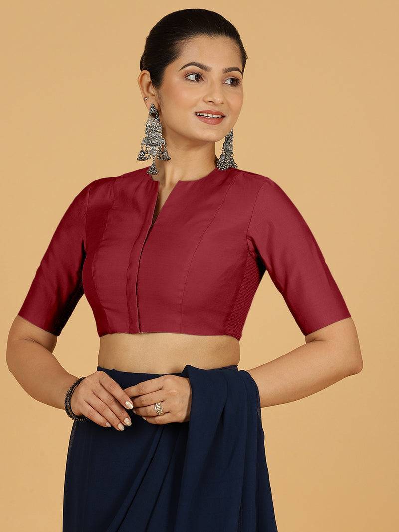 Simar x Rozaana | Saree Blouse in Scarlet Red-Binks