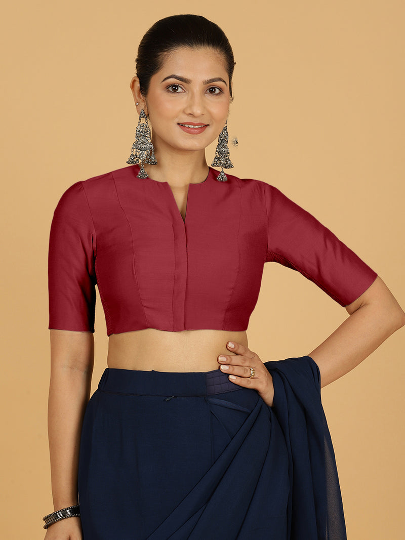 Simar x Rozaana | Saree Blouse in Scarlet Red-Binks