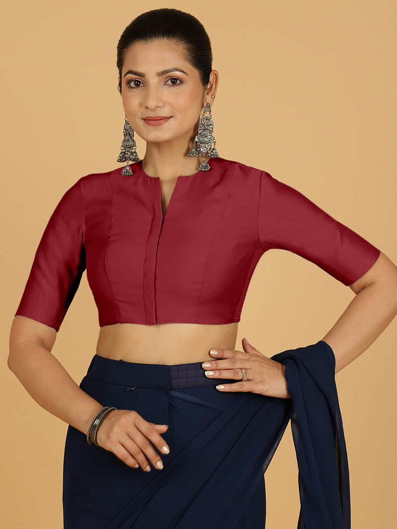 Simar x Rozaana | Saree Blouse in Scarlet Red-Binks