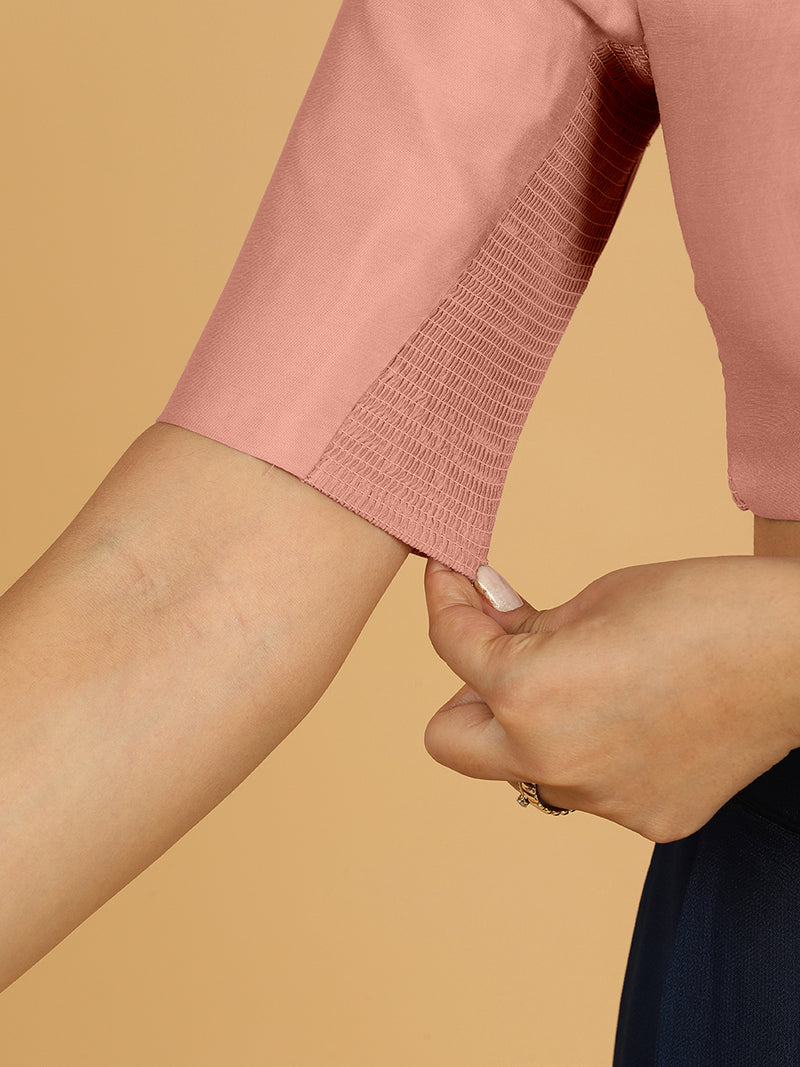 Simar x Rozaana | Saree Blouse in Sea Pink-Binks