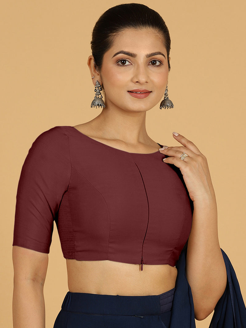 Sushma x Rozaana | Regular Sleeves Saree Blouse in Deep Maroon-Binks