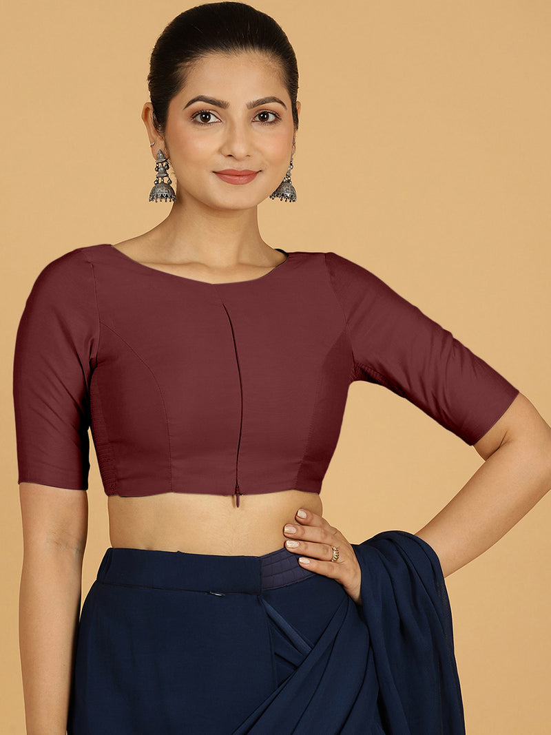 Sushma x Rozaana | Regular Sleeves Saree Blouse in Deep Maroon-Binks