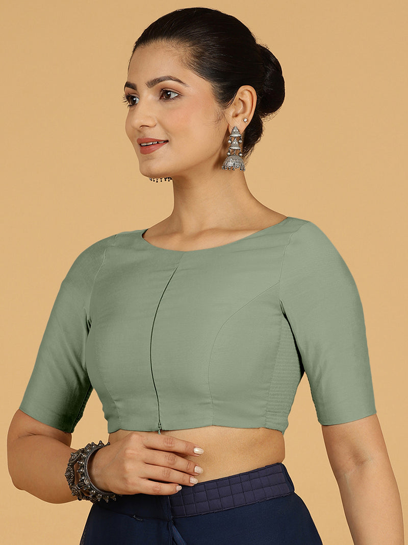Sushma x Rozaana | Regular Sleeves Saree Blouse in Mint Green-Binks