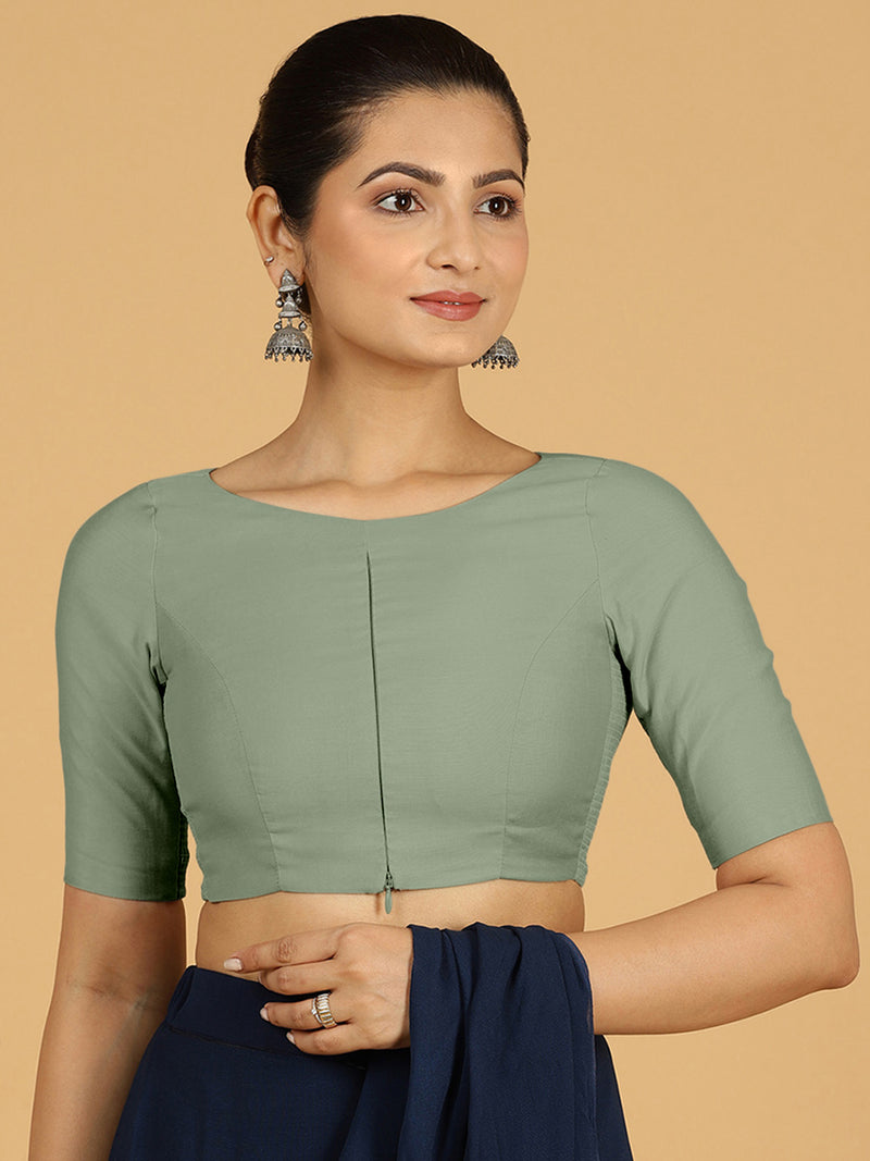 Sushma x Rozaana | Regular Sleeves Saree Blouse in Mint Green-Binks