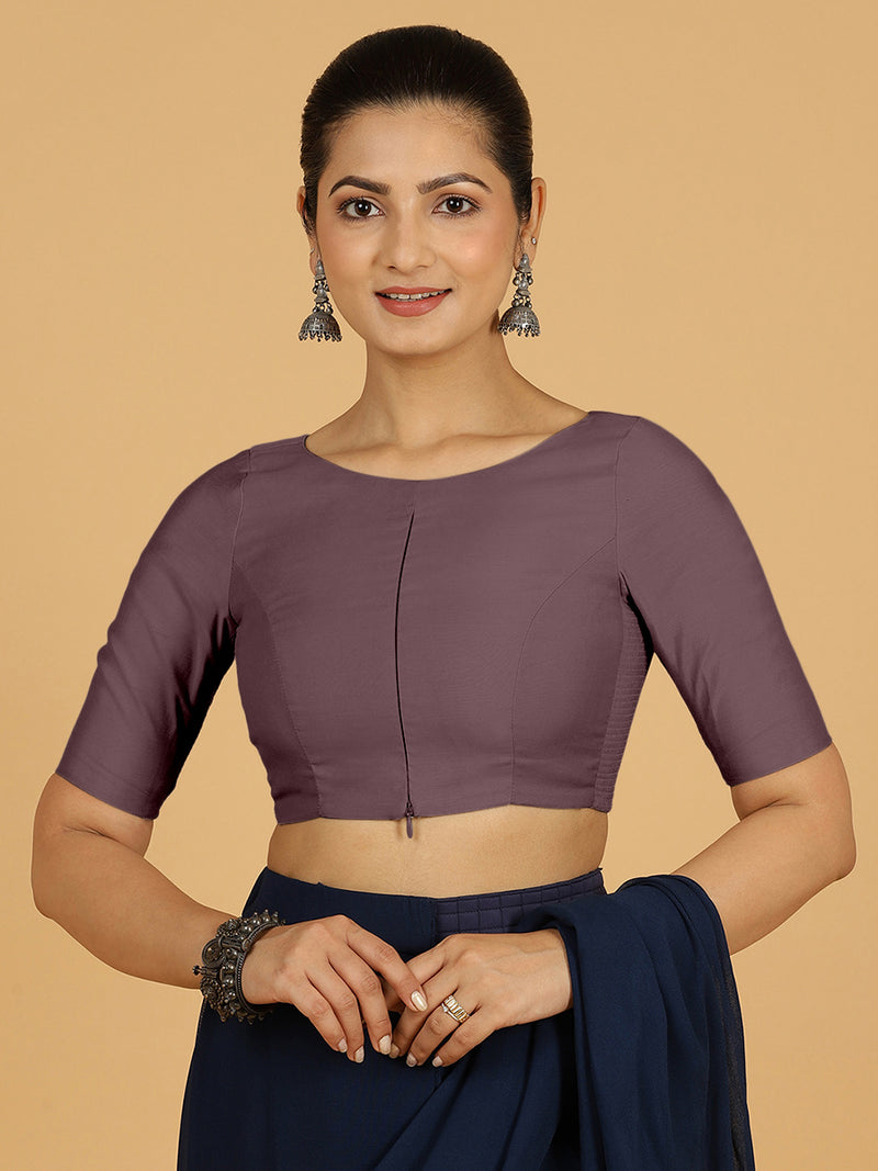 Sushma x Rozaana | Regular Sleeves Saree Blouse in Purple Mauve-Binks