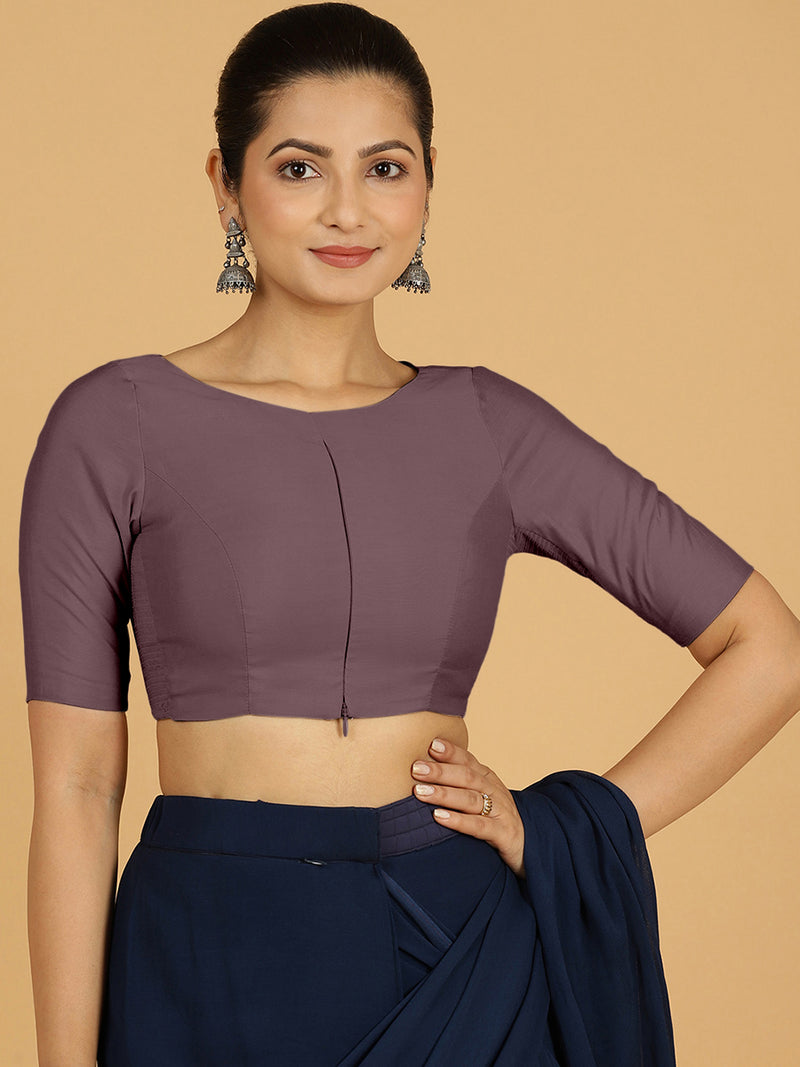 Sushma x Rozaana | Regular Sleeves Saree Blouse in Purple Mauve-Binks