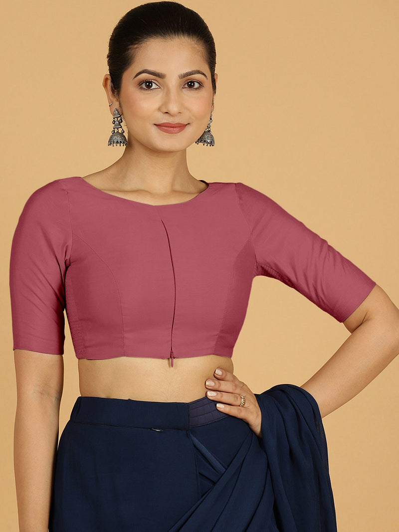 Sushma x Rozaana | Regular Sleeves Saree Blouse in Rose Pink-Binks