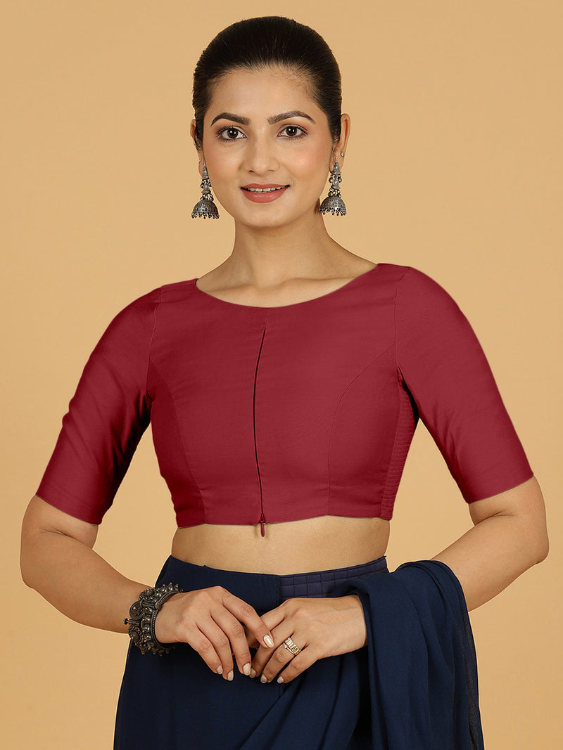 Sushma x Rozaana | Regular Sleeves Saree Blouse in Scarlet Red-Binks