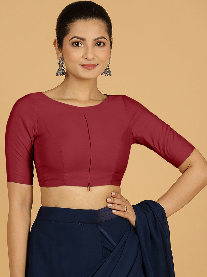 Sushma x Rozaana | Regular Sleeves Saree Blouse in Scarlet Red-Binks
