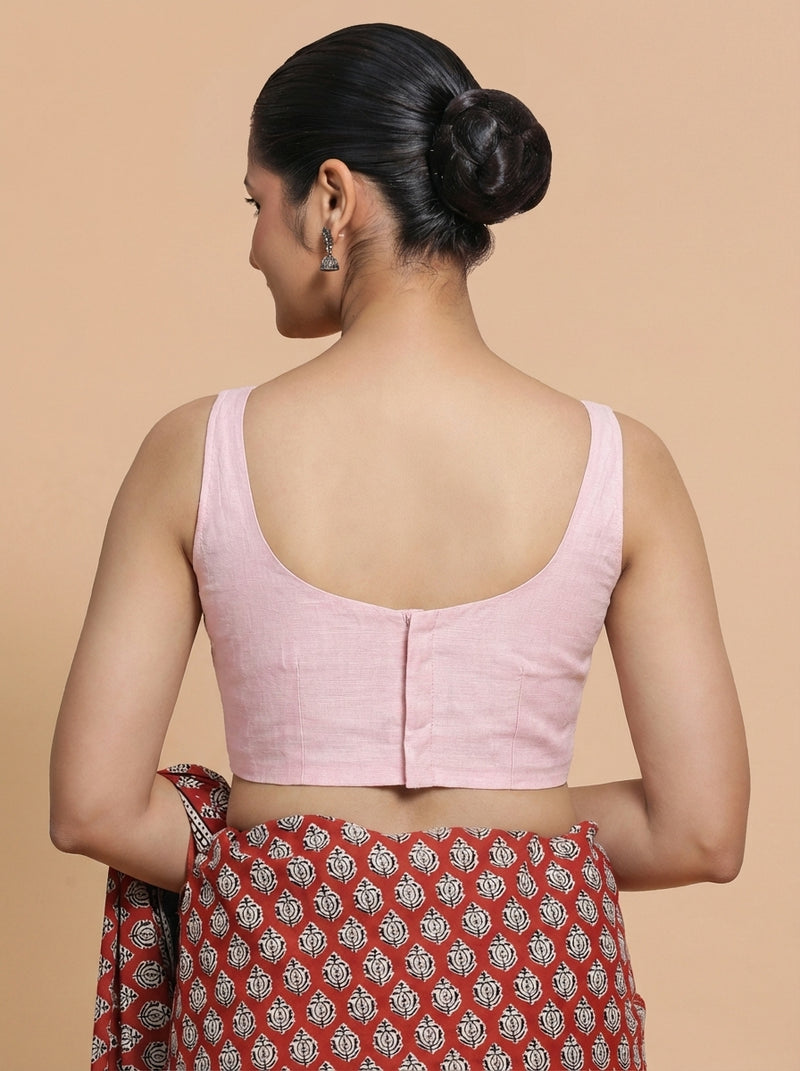 Sushmita x Rozaana | Sleeveless Lavender Chanderi Saree Blouse-Binks
