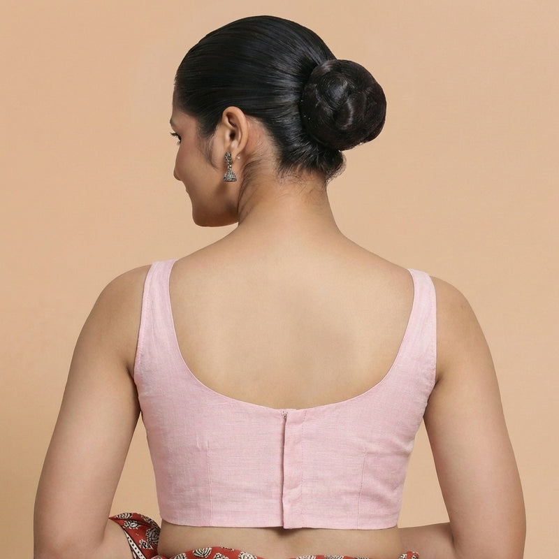 Sushmita x Rozaana | Sleeveless Lavender Chanderi Saree Blouse-Binks