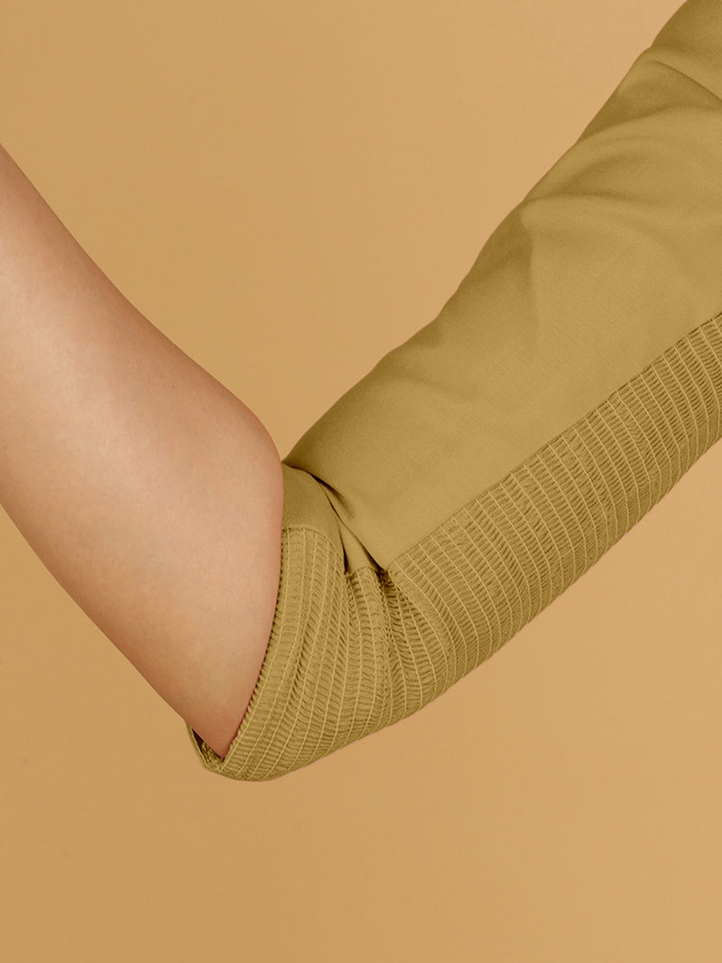 Tamanna x Rozaana | Three Quarter Sleeves Saree Blouse in Dijon Mustard-Binks