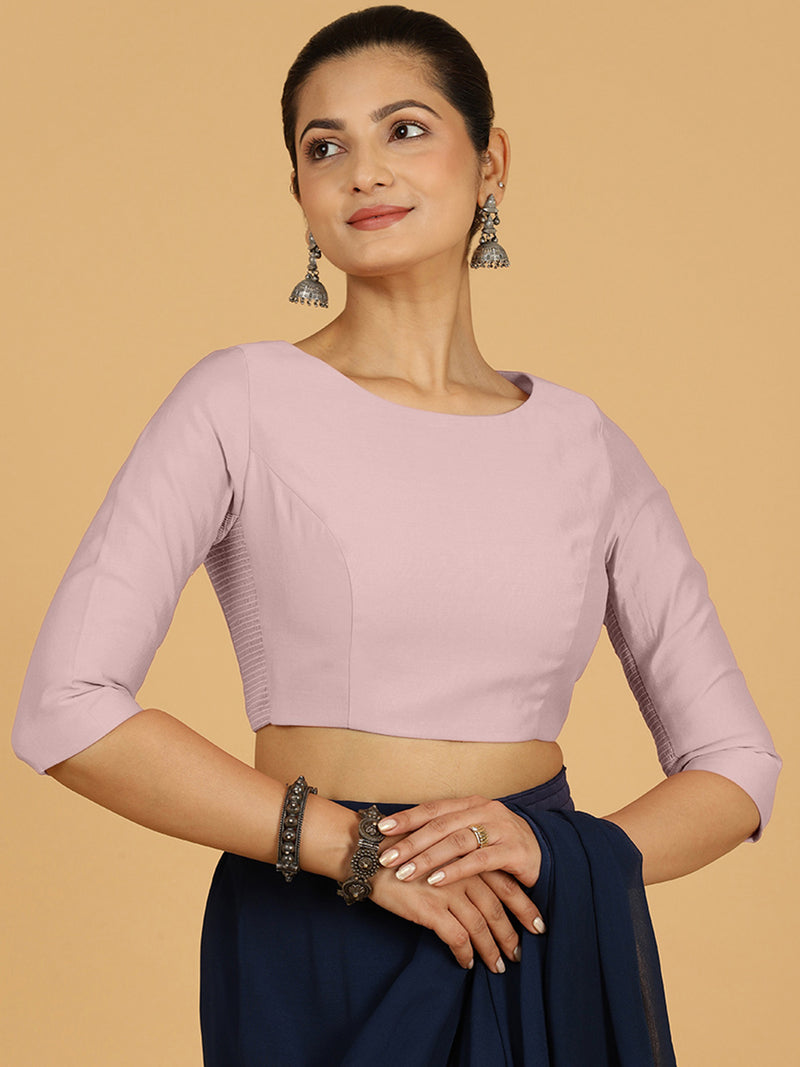 Tamanna x Rozaana | Three Quarter Sleeves Saree Blouse in Lilac-Binks