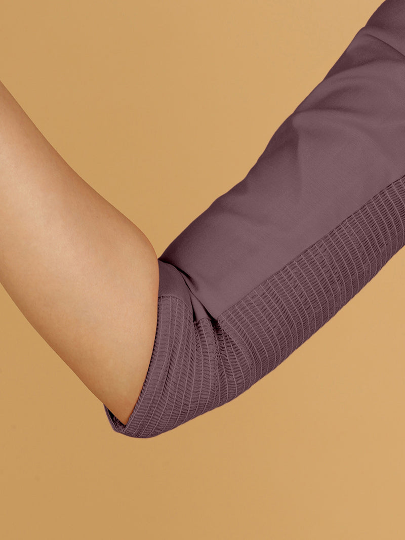 Tamanna x Rozaana | Three Quarter Sleeves Saree Blouse in Purple Mauve-Binks