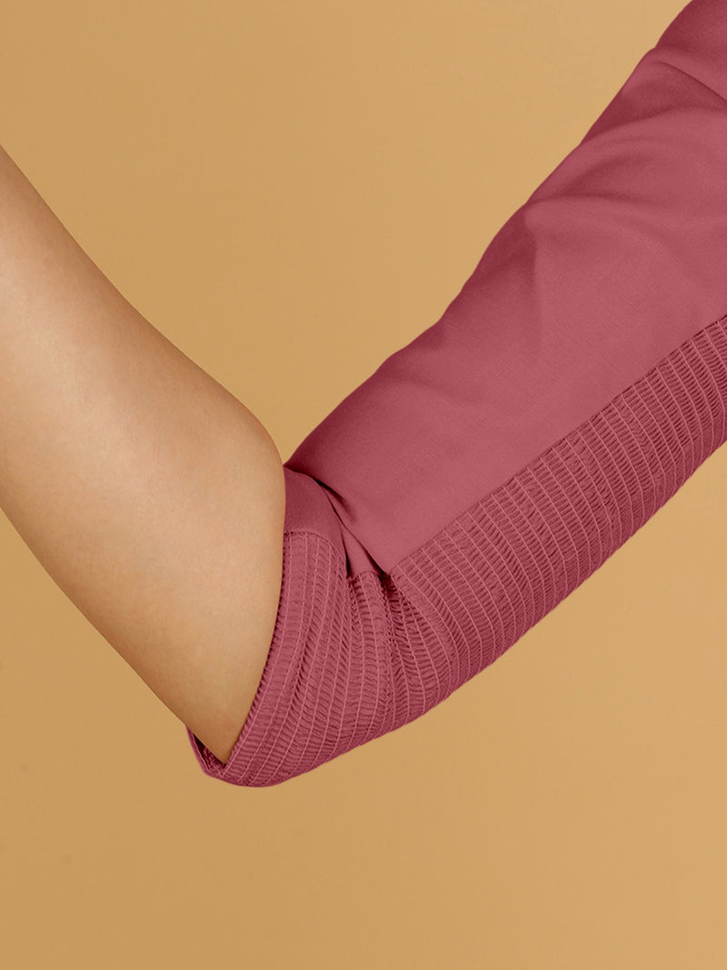 Tamanna x Rozaana | Three Quarter Sleeves Saree Blouse in Rose Pink-Binks