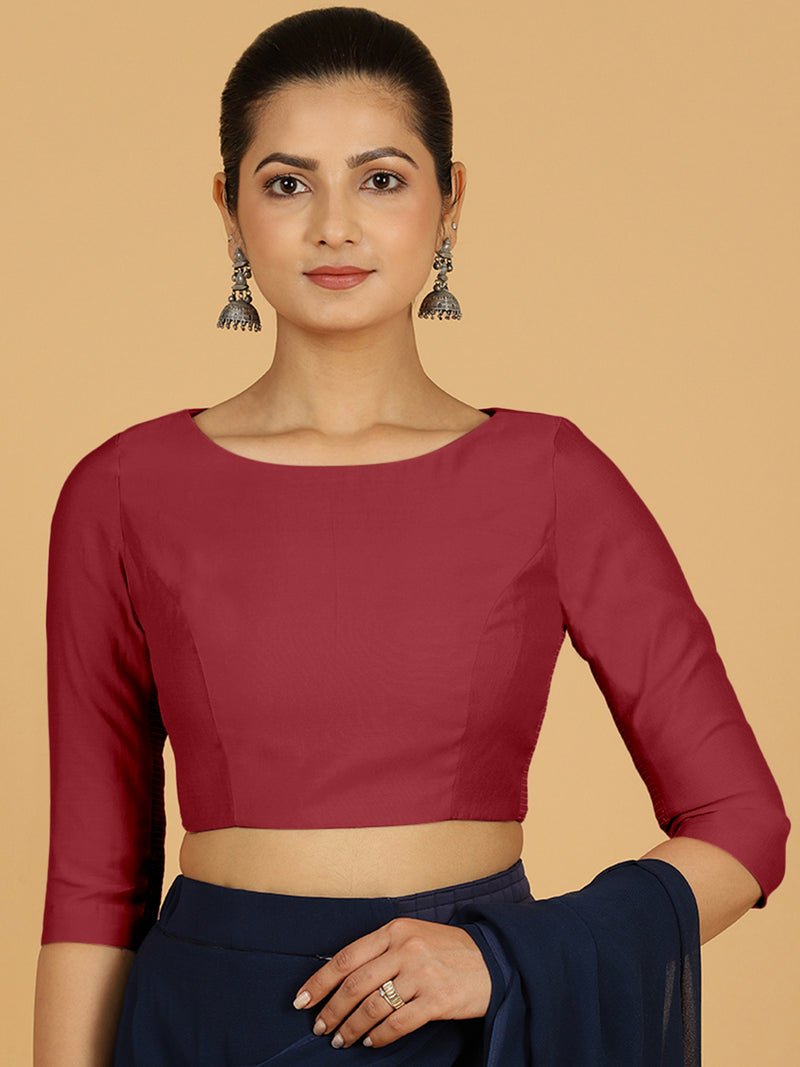 Tamanna x Rozaana | Three Quarter Sleeves Saree Blouse in Scarlet Red-Binks