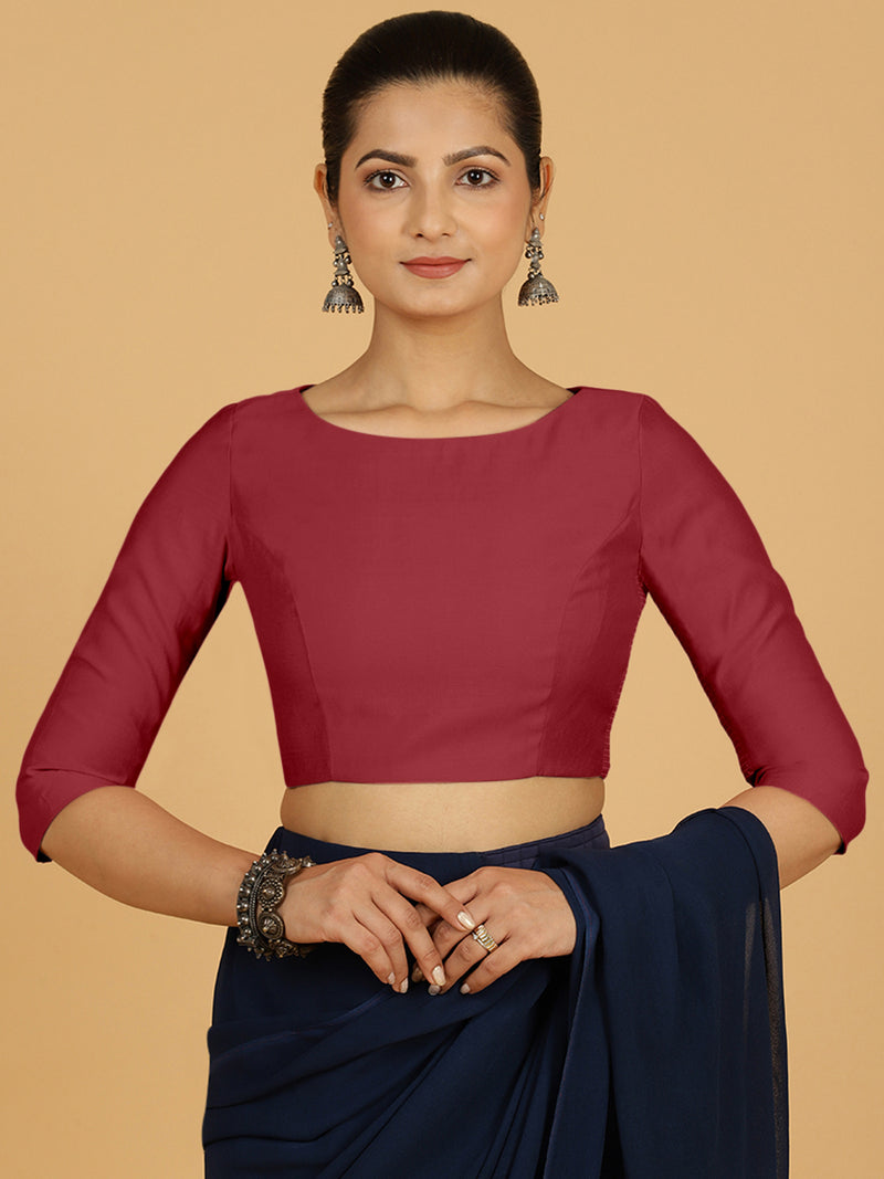 Tamanna x Rozaana | Three Quarter Sleeves Saree Blouse in Scarlet Red-Binks