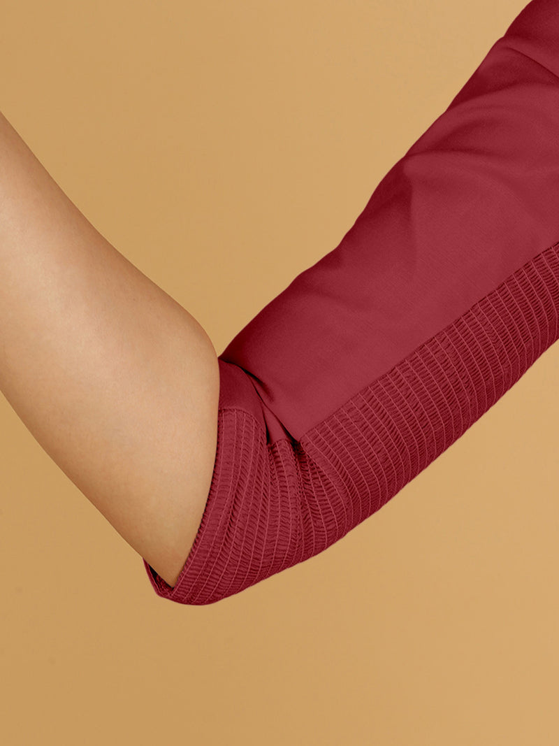 Tamanna x Rozaana | Three Quarter Sleeves Saree Blouse in Scarlet Red-Binks