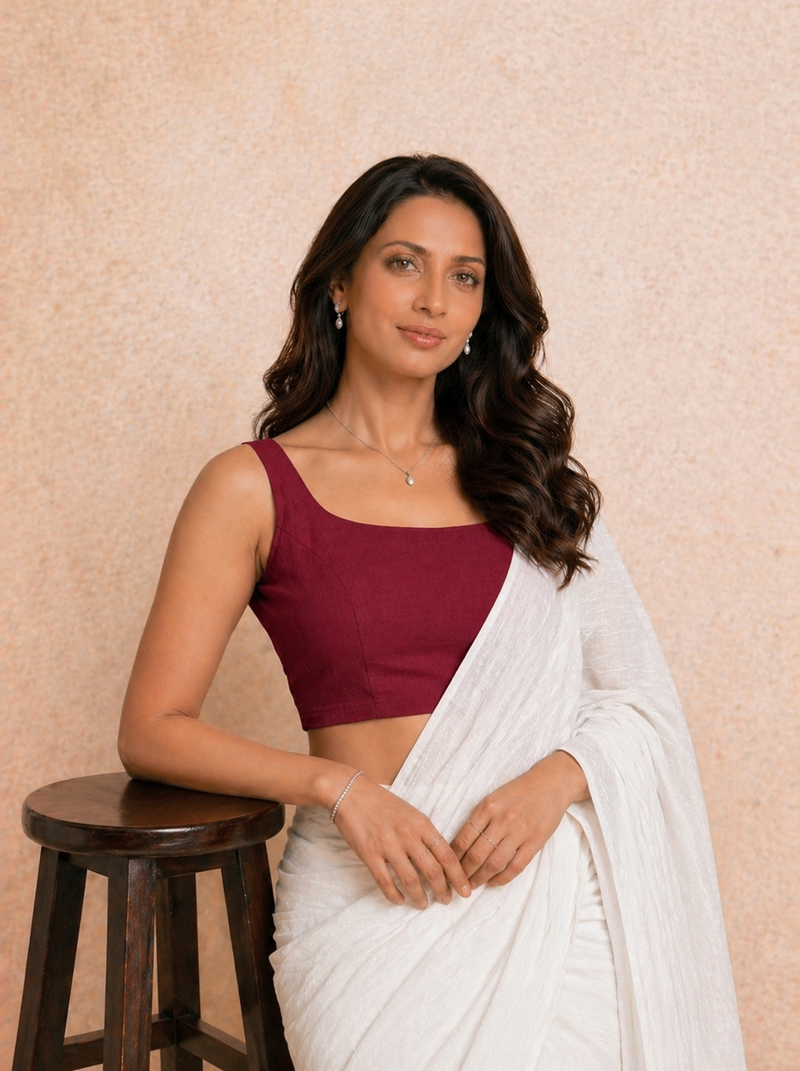 Tira | Sleeveless Scarlet Red Rayon Lycra StretchFit™ Saree Blouse-Binks
