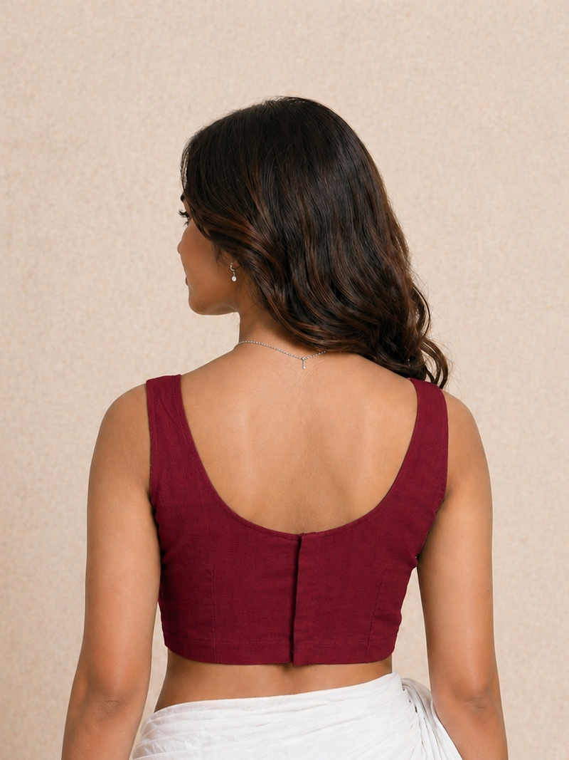 Tira | Sleeveless Scarlet Red Rayon Lycra StretchFit™ Saree Blouse-Binks