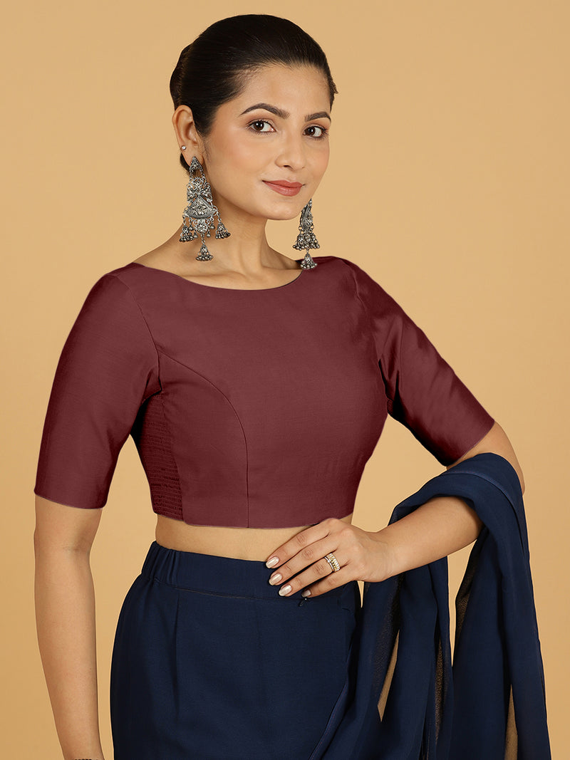 Trisha x Rozaana | Saree Blouse in Deep Maroon-Binks