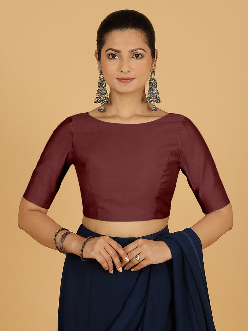 Trisha x Rozaana | Saree Blouse in Deep Maroon-Binks