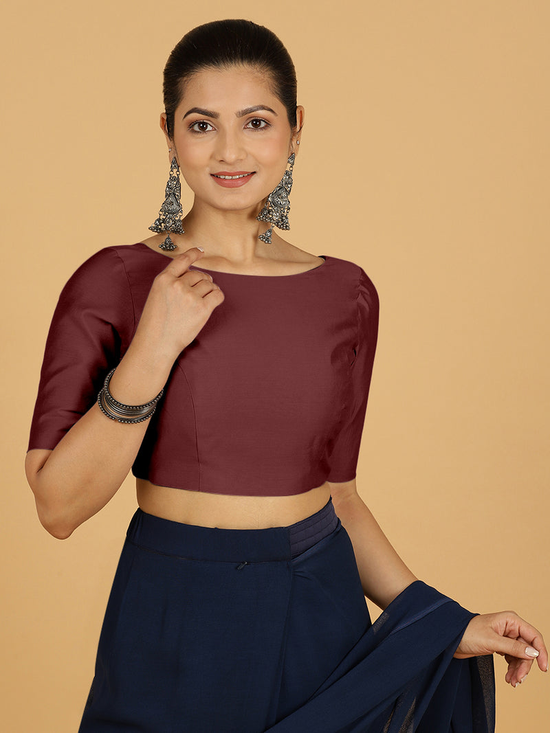 Trisha x Rozaana | Saree Blouse in Deep Maroon-Binks
