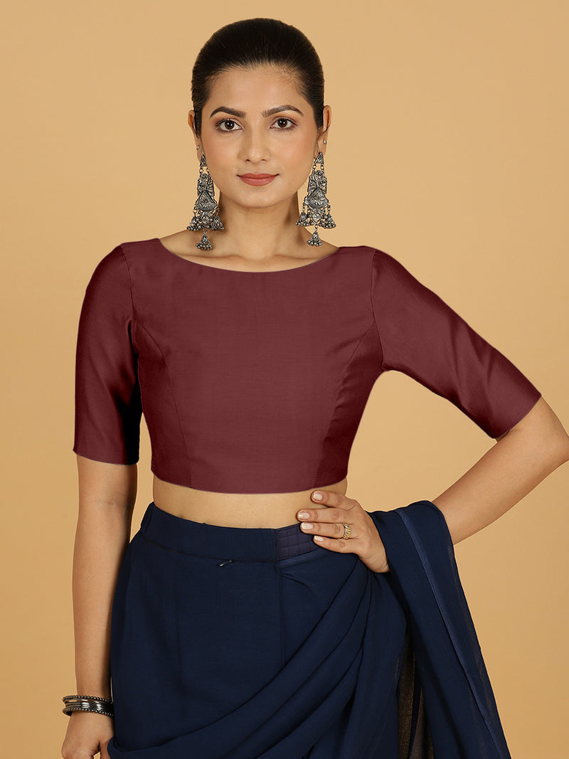 Trisha x Rozaana | Saree Blouse in Deep Maroon-Binks